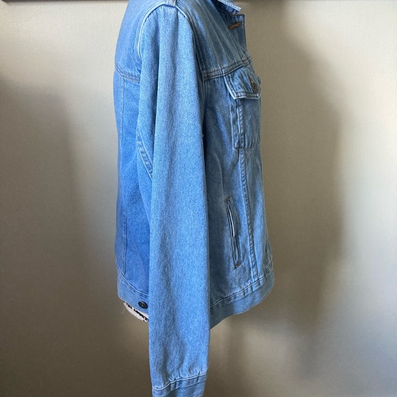 Christopher & Banks denim jacket with fun pop of color under buttons, size large - Picture 5 of 13